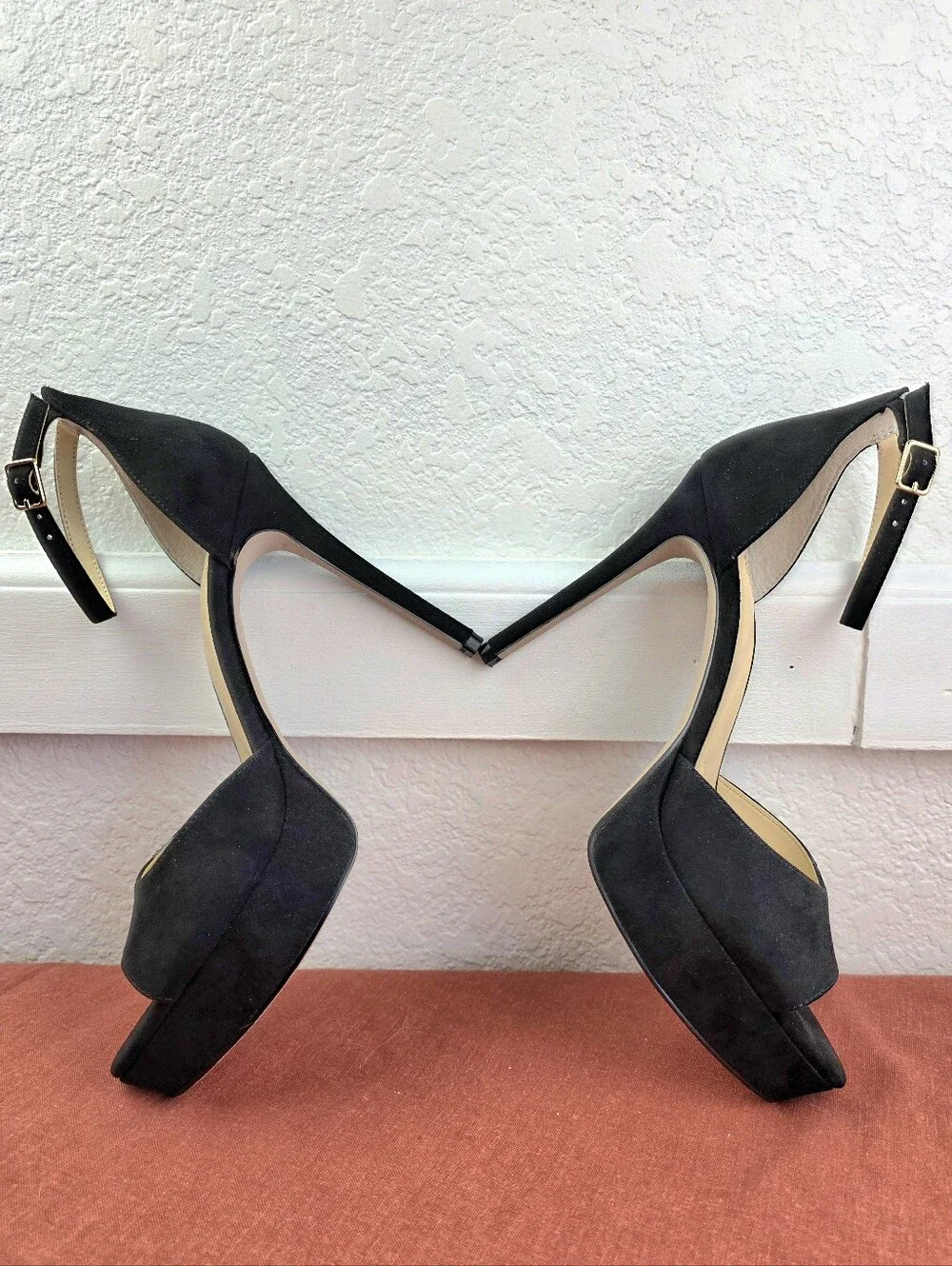 Jessica Simpson Sohilea Black Suede Stiletto Platforms Feather Touch Collection